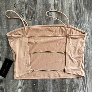 Faded Rose Blush Open Back Rhinestone Crop Top